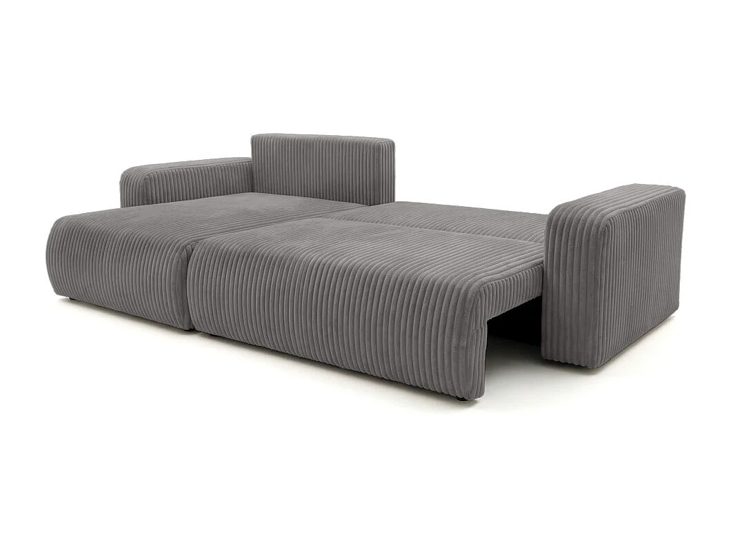 Canapé d'angle réversible conv 5p ALYA en velours cotelé épais Gris anthracite