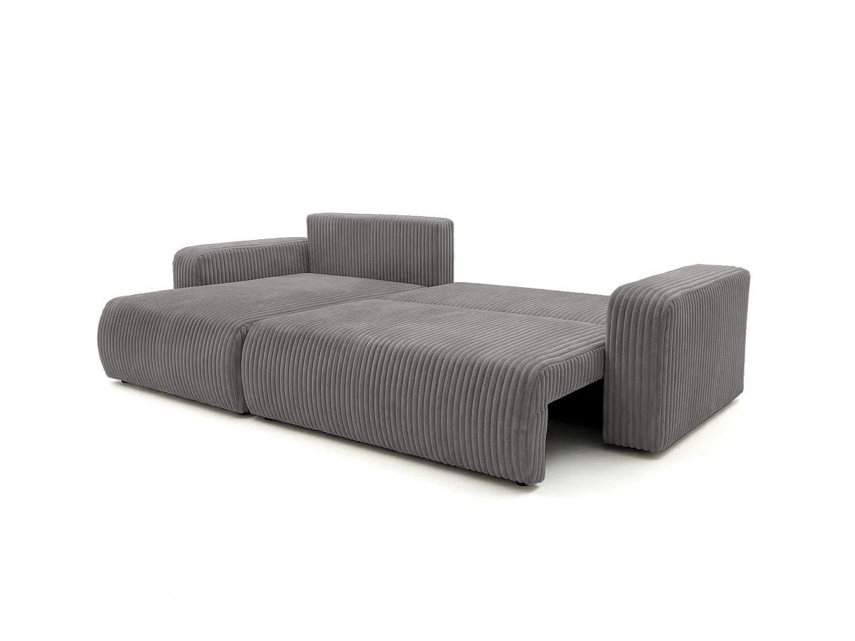 Canapé d'angle convertible 5 places en velours gris anthracite