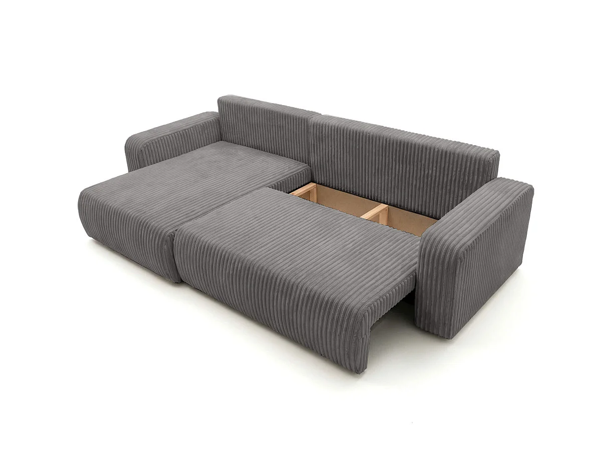 Canapé d'angle convertible 5 places en velours gris anthracite