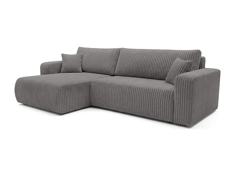 Canapé d'angle réversible conv 5p ALYA en velours cotelé épais Gris anthracite