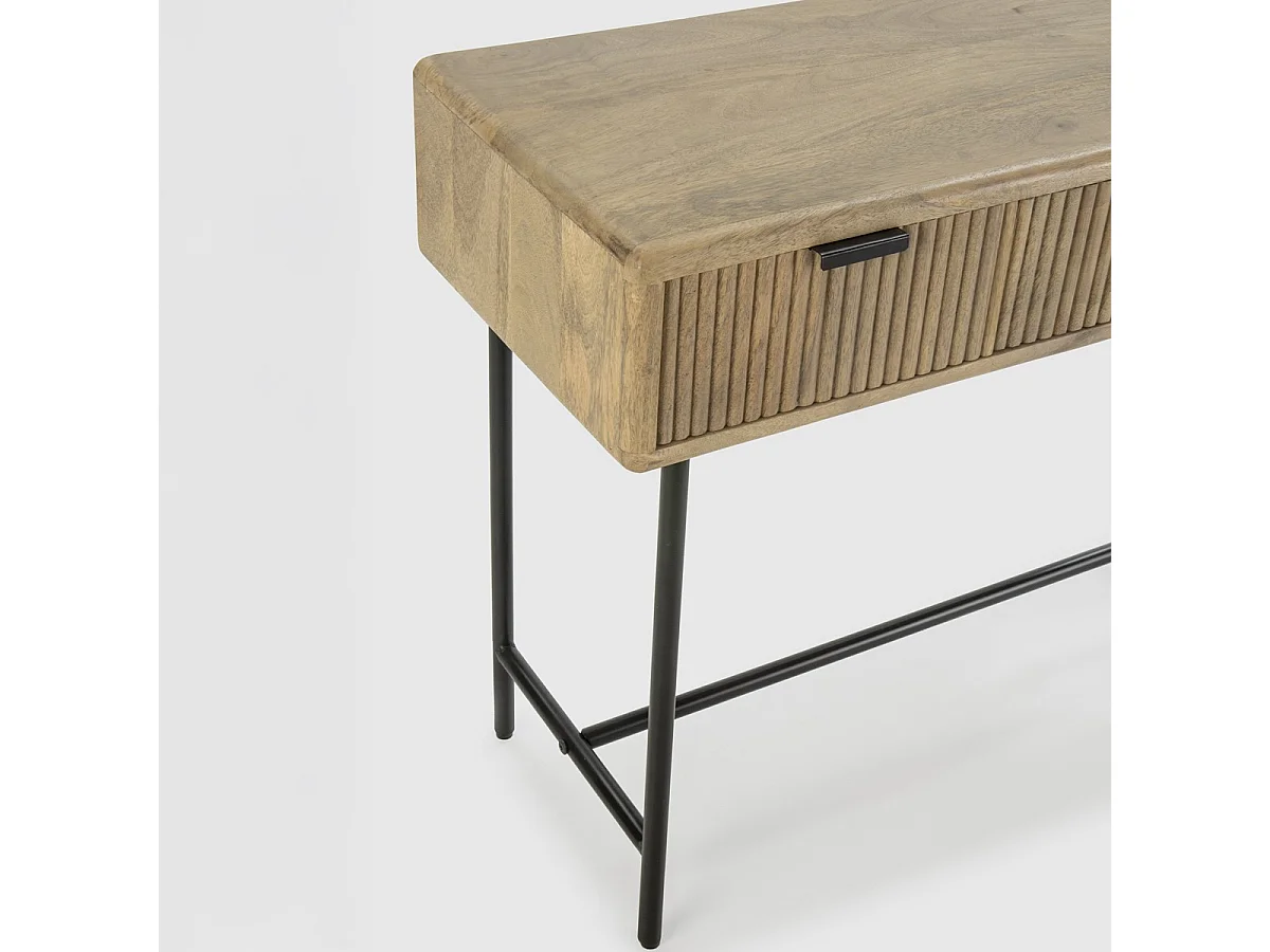 Console 3 tiroirs en bois de manguier 100 cm - Sanja