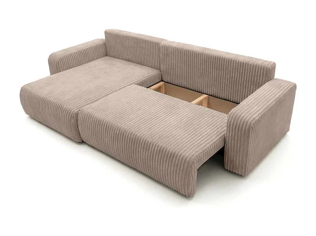 Canapé d'angle réversible conv 5p ALYA en velours cotelé épais Taupe