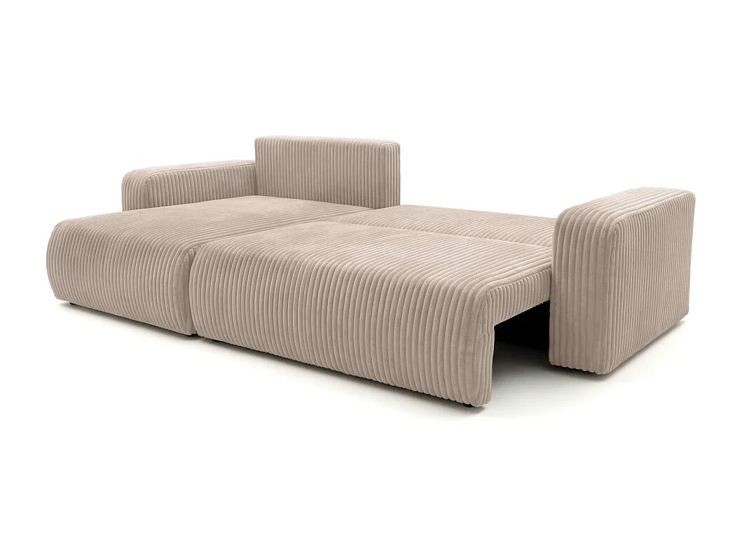 Canapé d'angle réversible conv 5p ALYA en velours cotelé épais Taupe