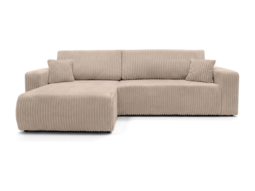 Canapé d'angle réversible conv 5p ALYA en velours cotelé épais Taupe