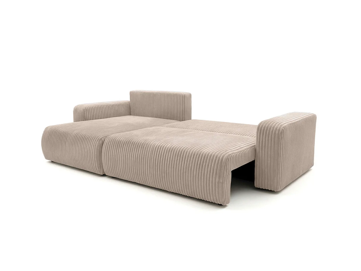 Canapé d'angle réversible convertible 5 places en velours taupe