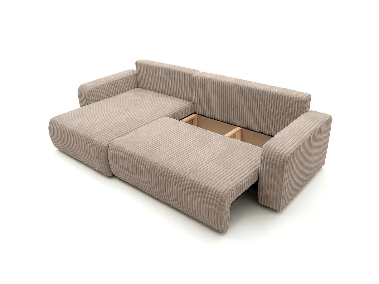 Canapé d'angle réversible convertible 5 places en velours taupe