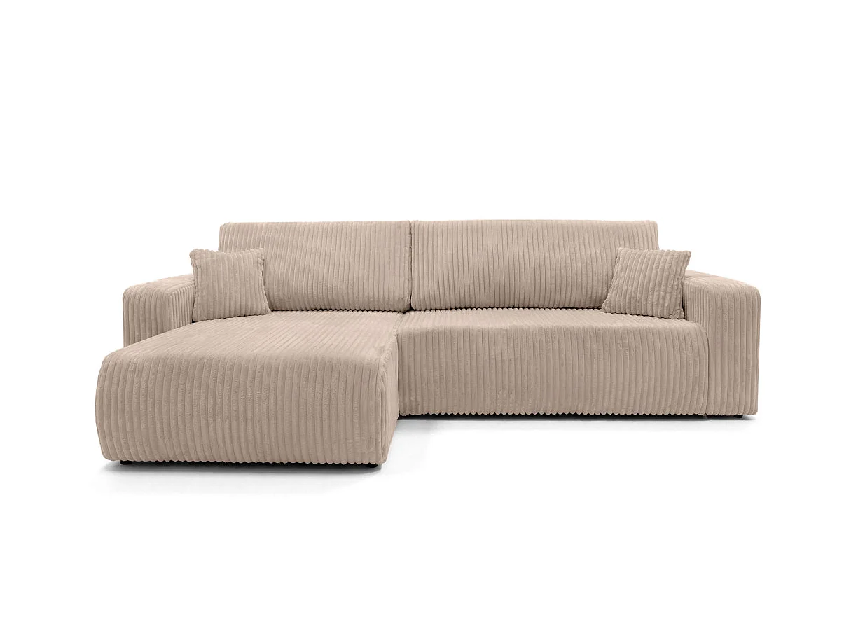 Canapé d'angle réversible convertible 5 places en velours taupe