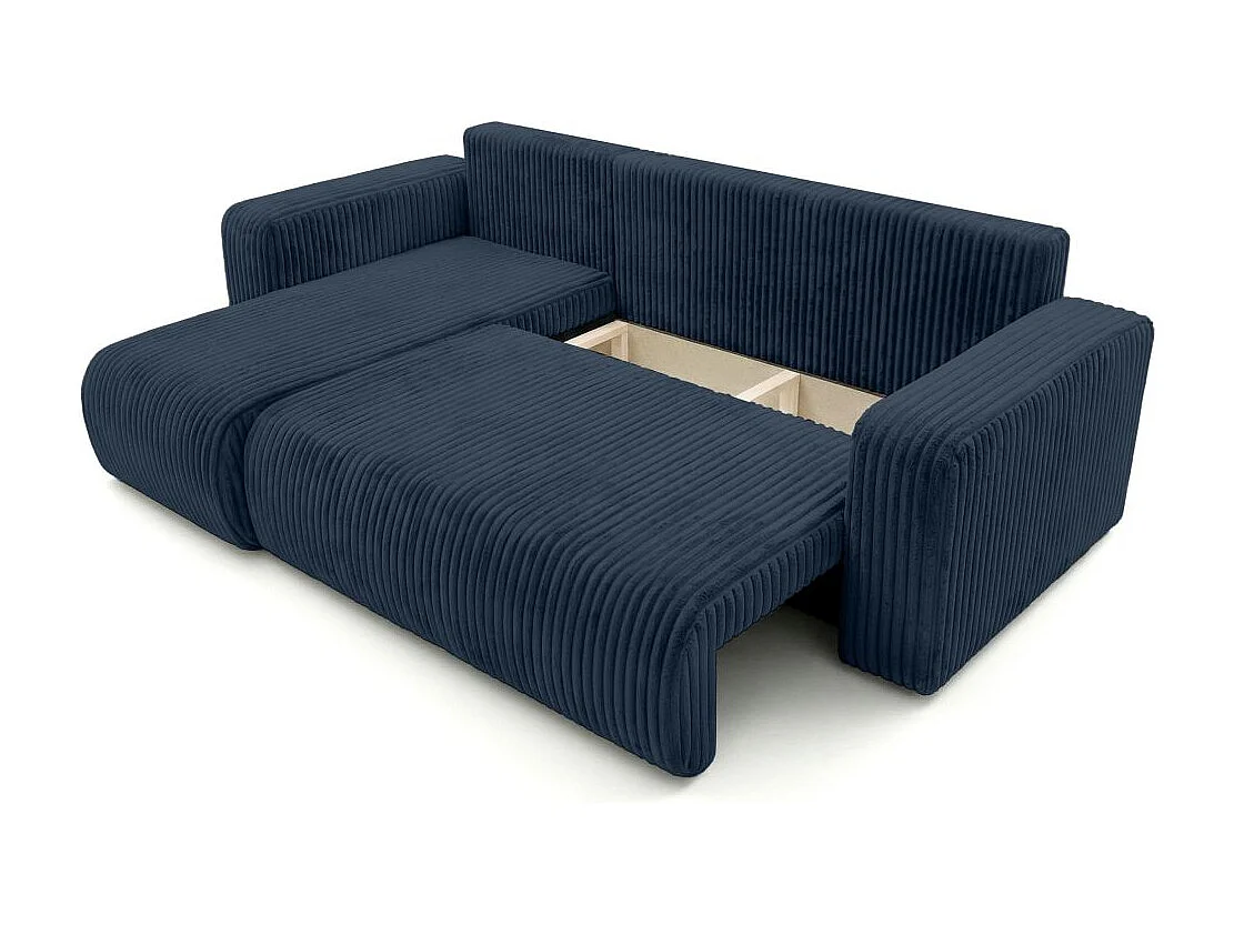 Canapé d'angle conv et réversible 4p ALYA velours cotelé épais Bleu foncé