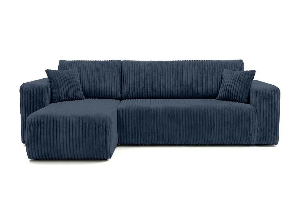 Canapé d'angle conv et réversible 4p ALYA velours cotelé épais Bleu foncé