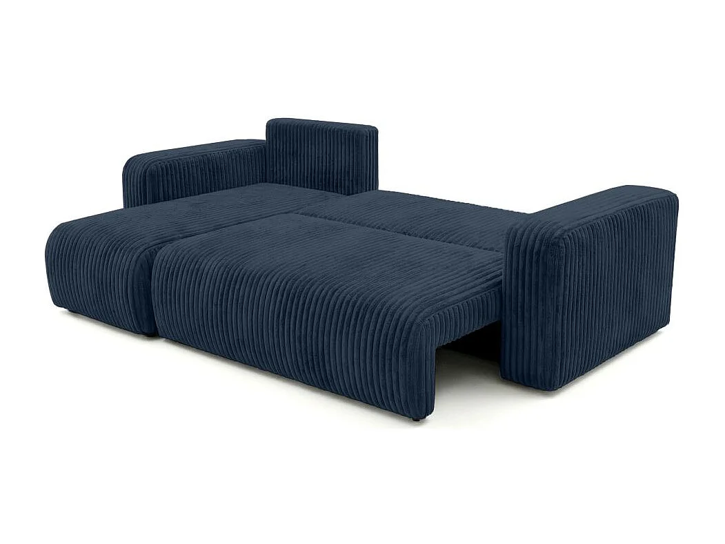 Canapé d'angle conv et réversible 4p ALYA velours cotelé épais Bleu foncé