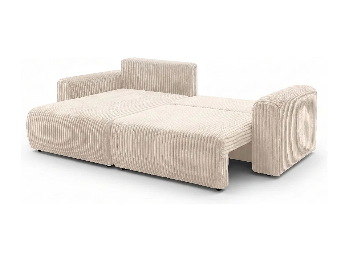 Canapé d'angle compact réversible et convertible ALYA 4 places en velours cotelé épais - Beige