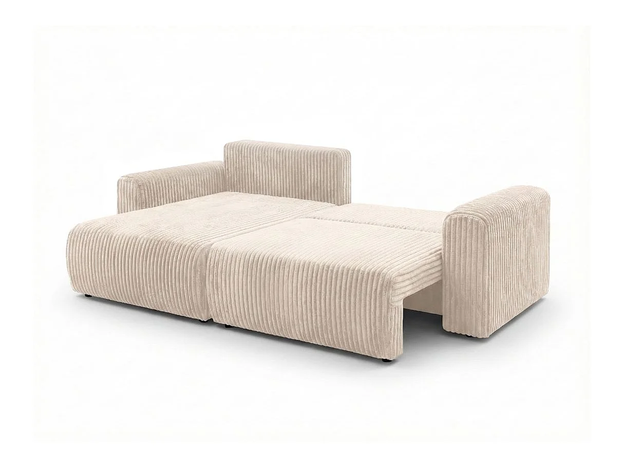 Canapé d'angle réversible convertible 4 places en velours beige