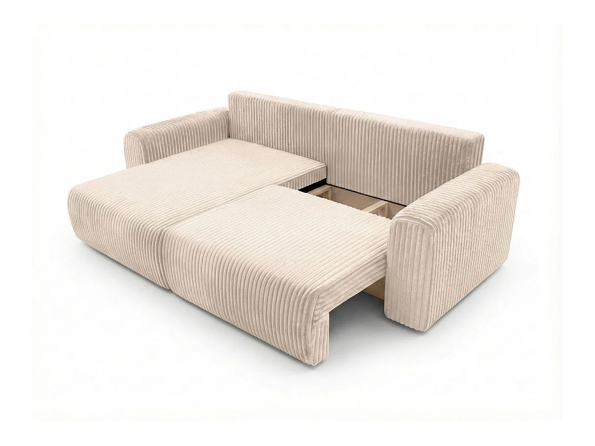 Canapé d'angle réversible convertible 4 places en velours beige