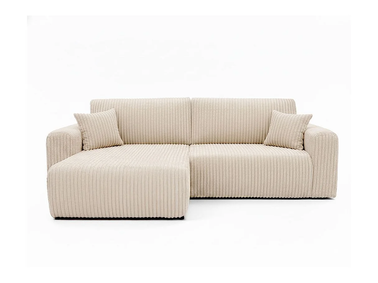 Canapé d'angle réversible convertible 4 places en velours beige