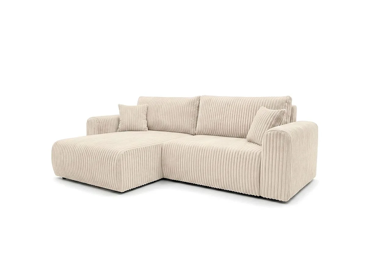Canapé d'angle réversible convertible 4 places en velours beige