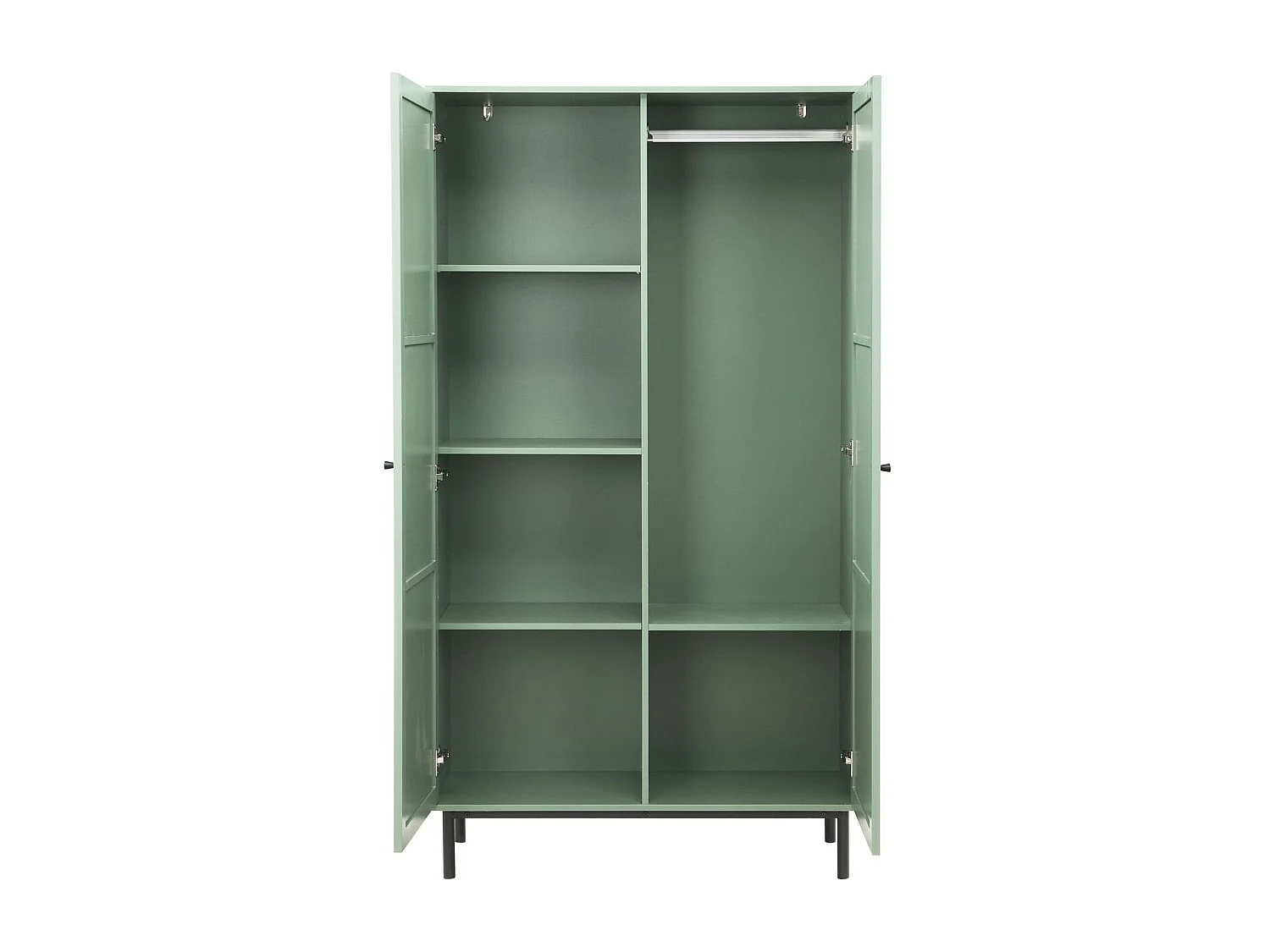 Armoire 2 portes vert et cannage 100 cm - Luma