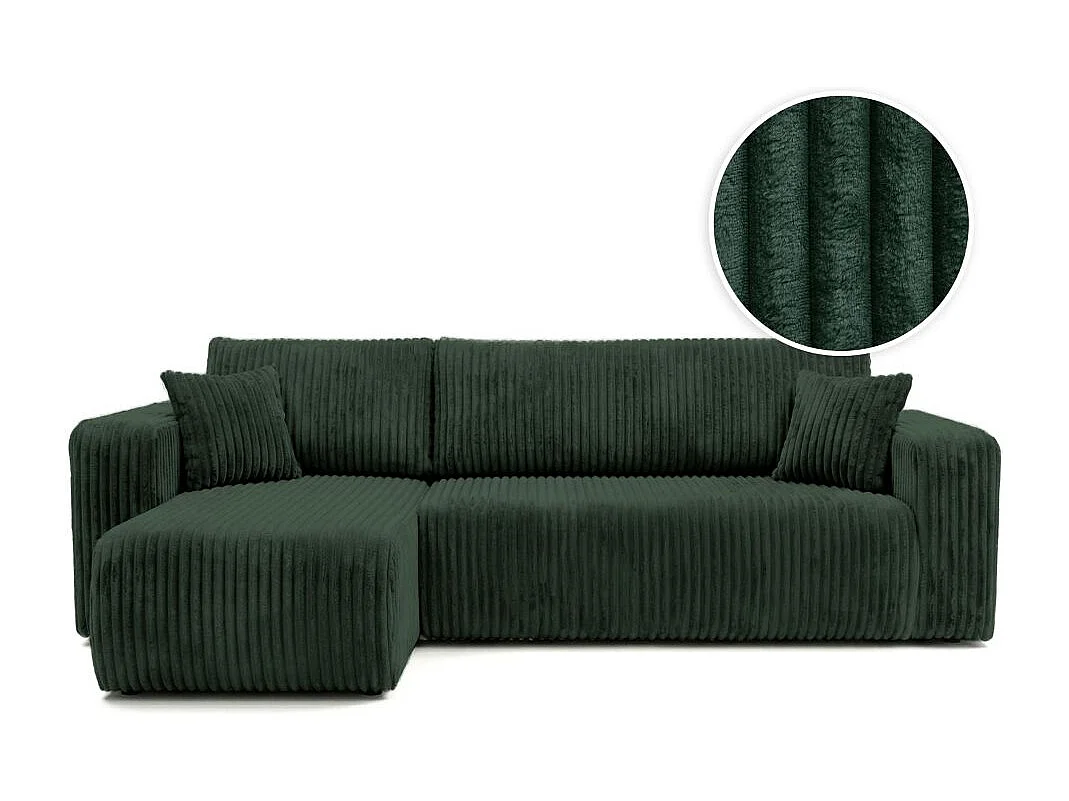 Canapé d'angle conv et réversible 4p ALYA velours cotelé épais Vert foncé
