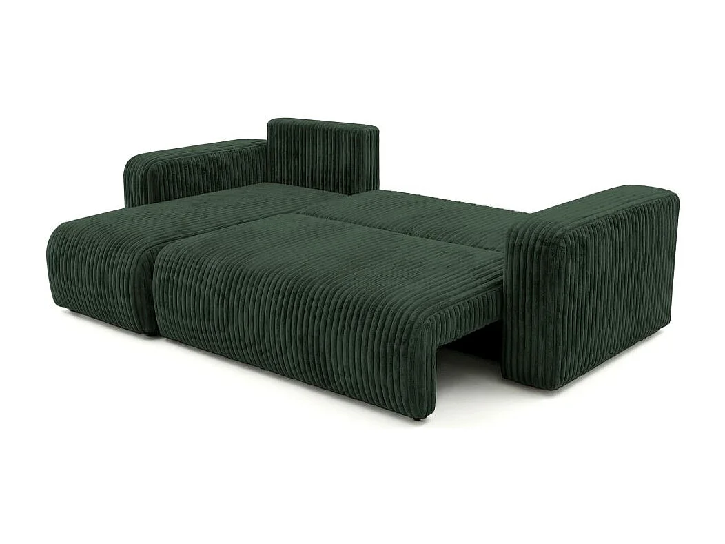 Canapé d'angle conv et réversible 4p ALYA velours cotelé épais Vert foncé