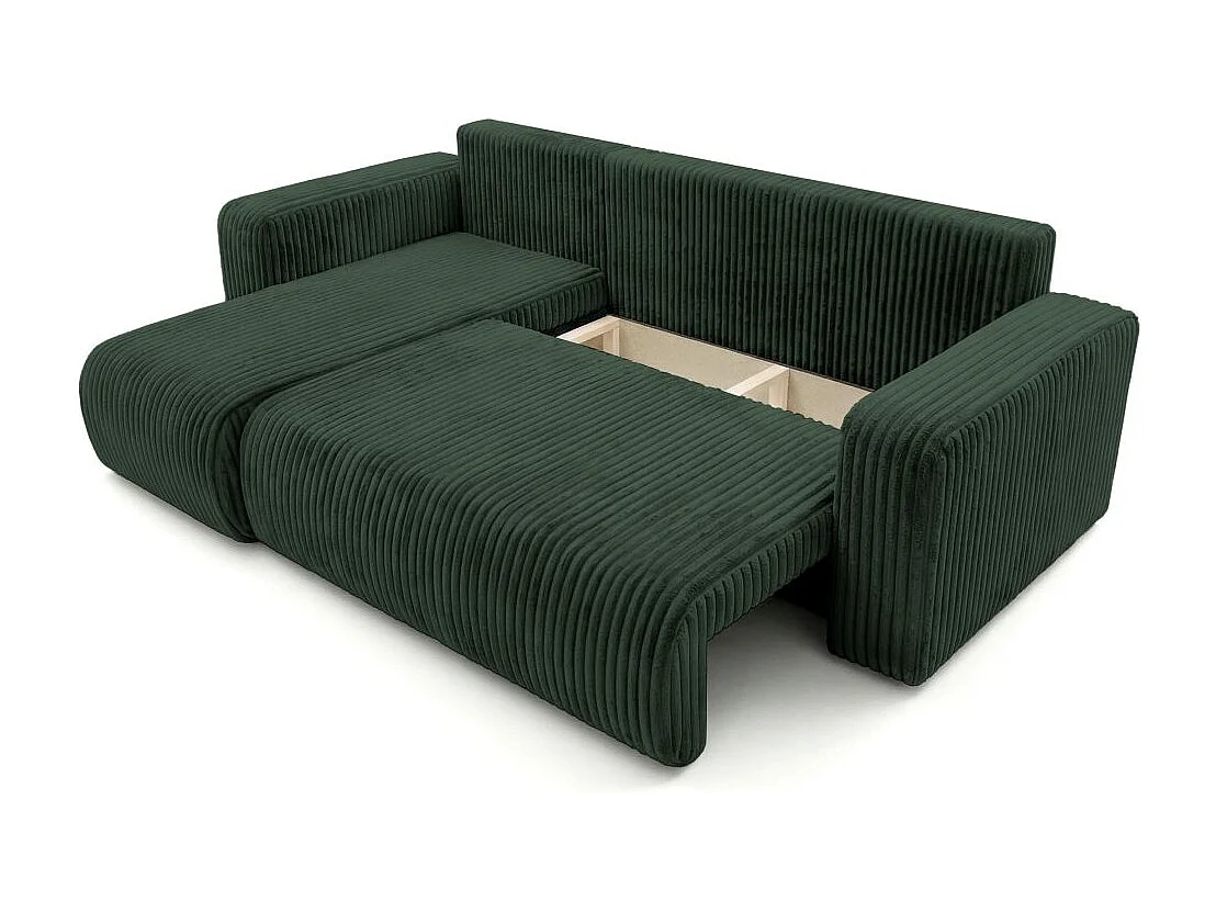 Canapé d'angle conv et réversible 4p ALYA velours cotelé épais Vert foncé