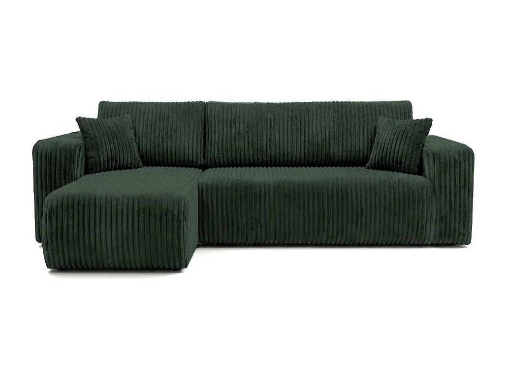 Canapé d'angle conv et réversible 4p ALYA velours cotelé épais Vert foncé