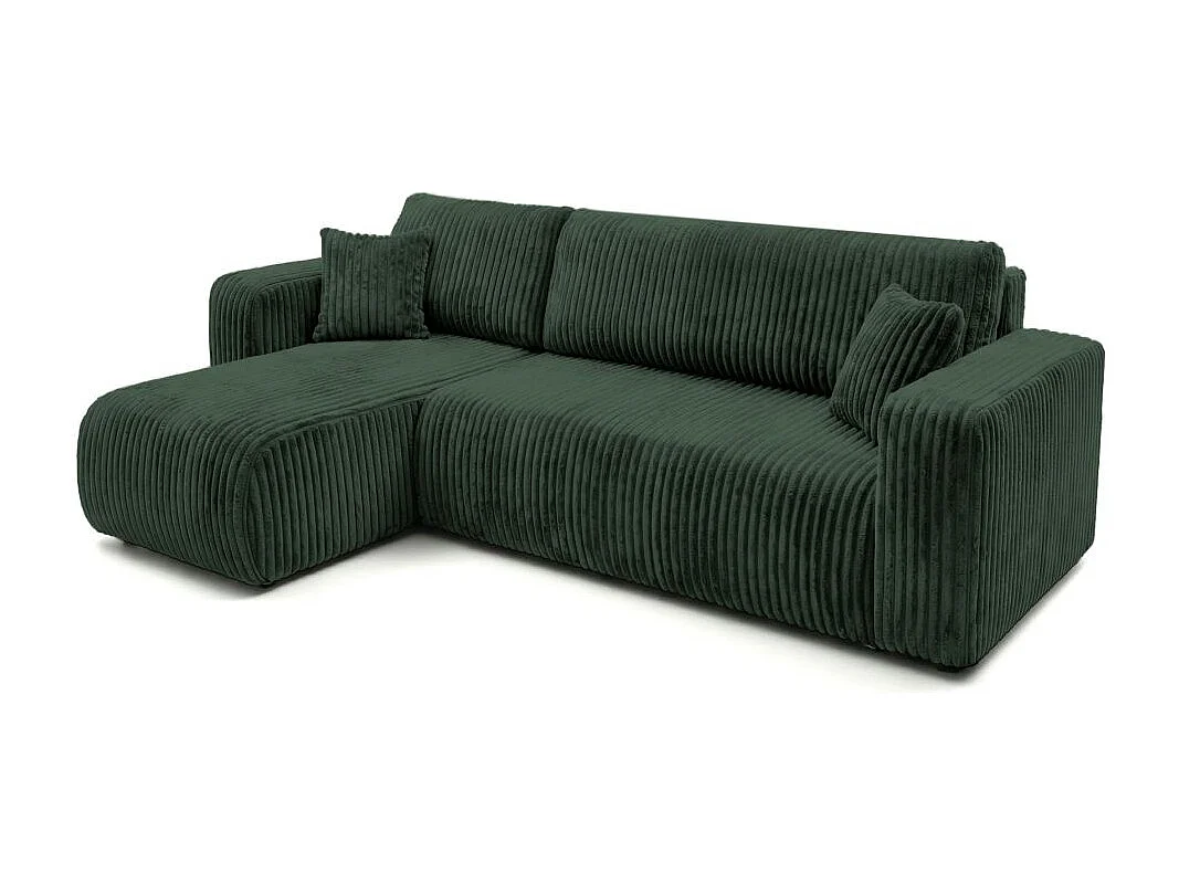 Canapé d'angle conv et réversible 4p ALYA velours cotelé épais Vert foncé