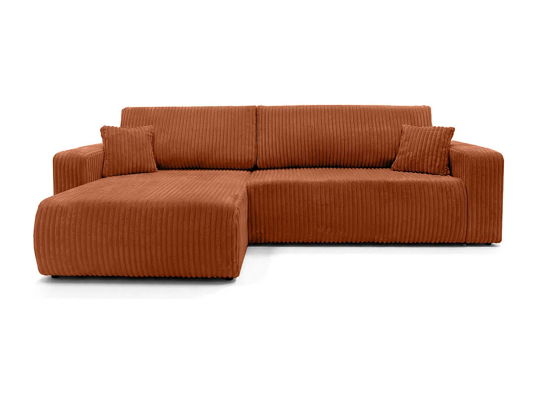 Canapé d'angle réversible conv 5p ALYA en velours cotelé épais Terracotta