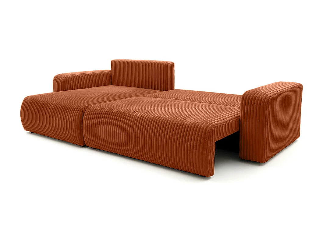 Canapé d'angle réversible conv 5p ALYA en velours cotelé épais Terracotta