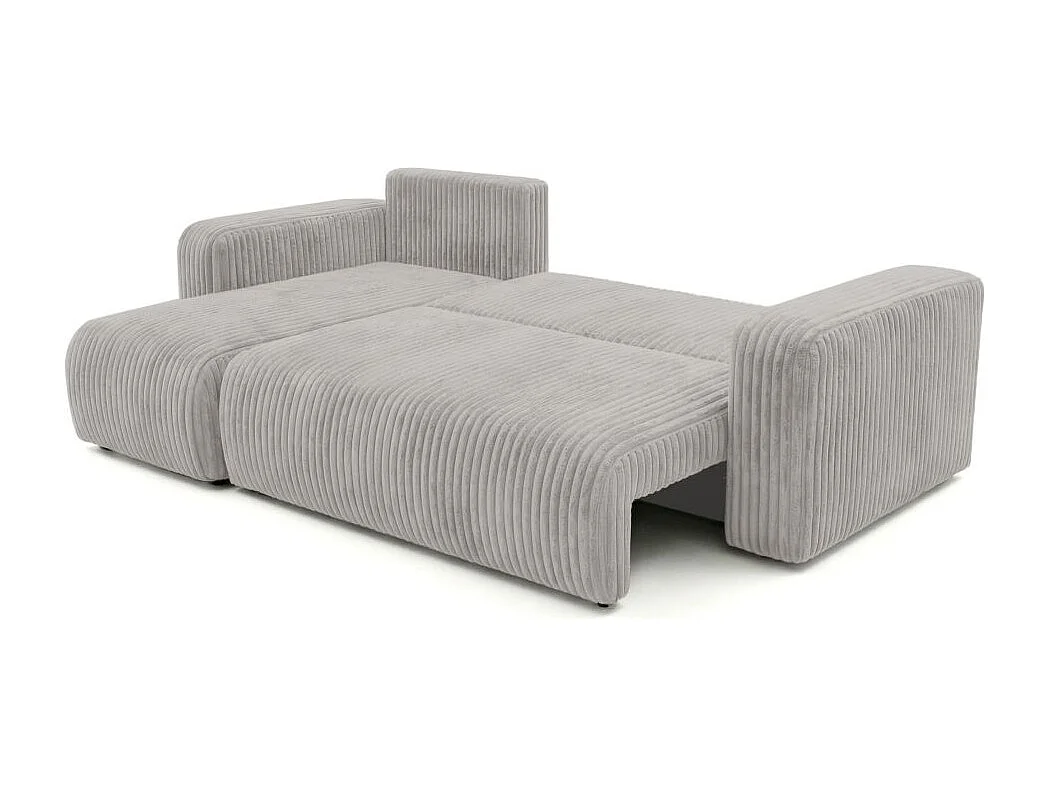 Canapé d'angle conv et réversible 4p ALYA velours cotelé épais Gris clair