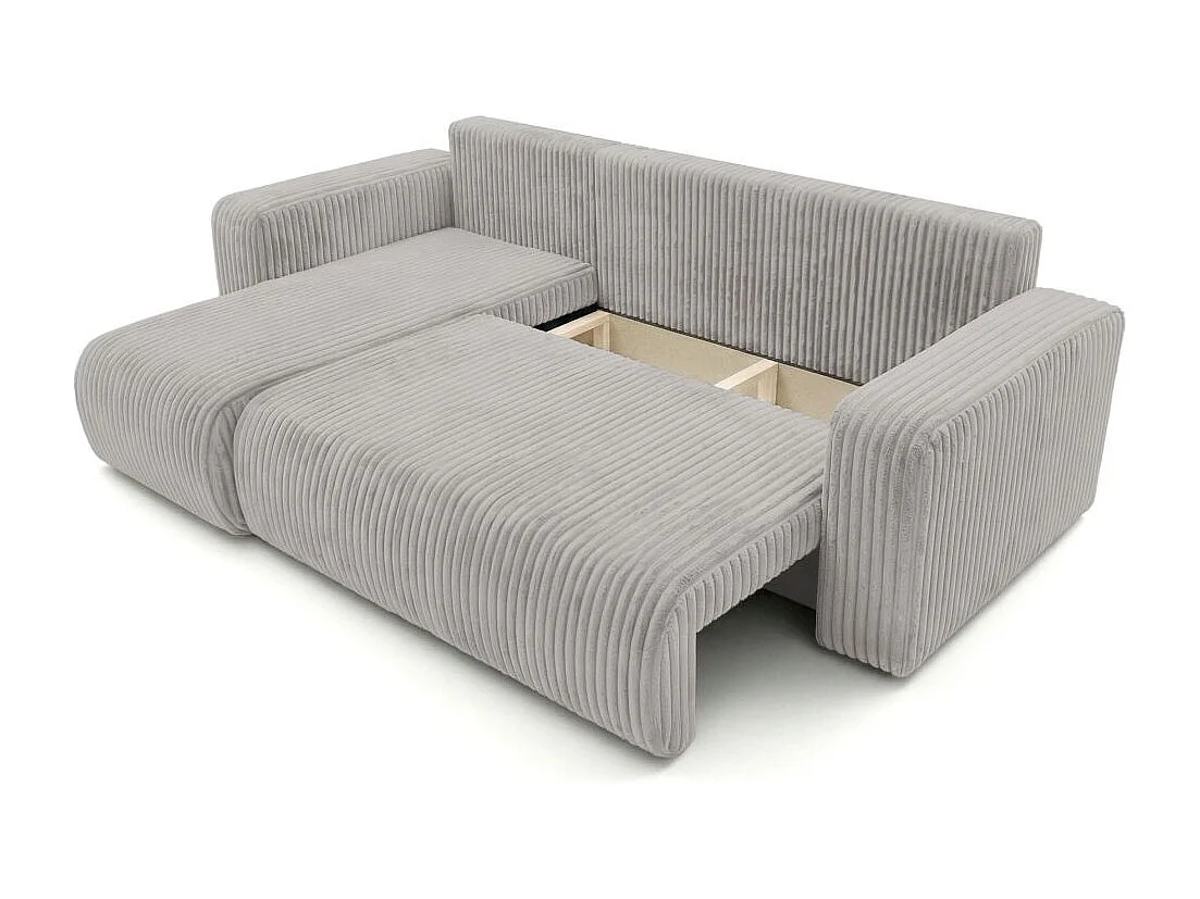 Canapé d'angle conv et réversible 4p ALYA velours cotelé épais Gris clair