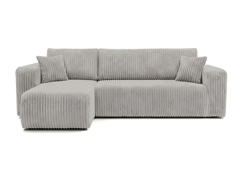 Canapé d'angle conv et réversible 4p ALYA velours cotelé épais Gris clair