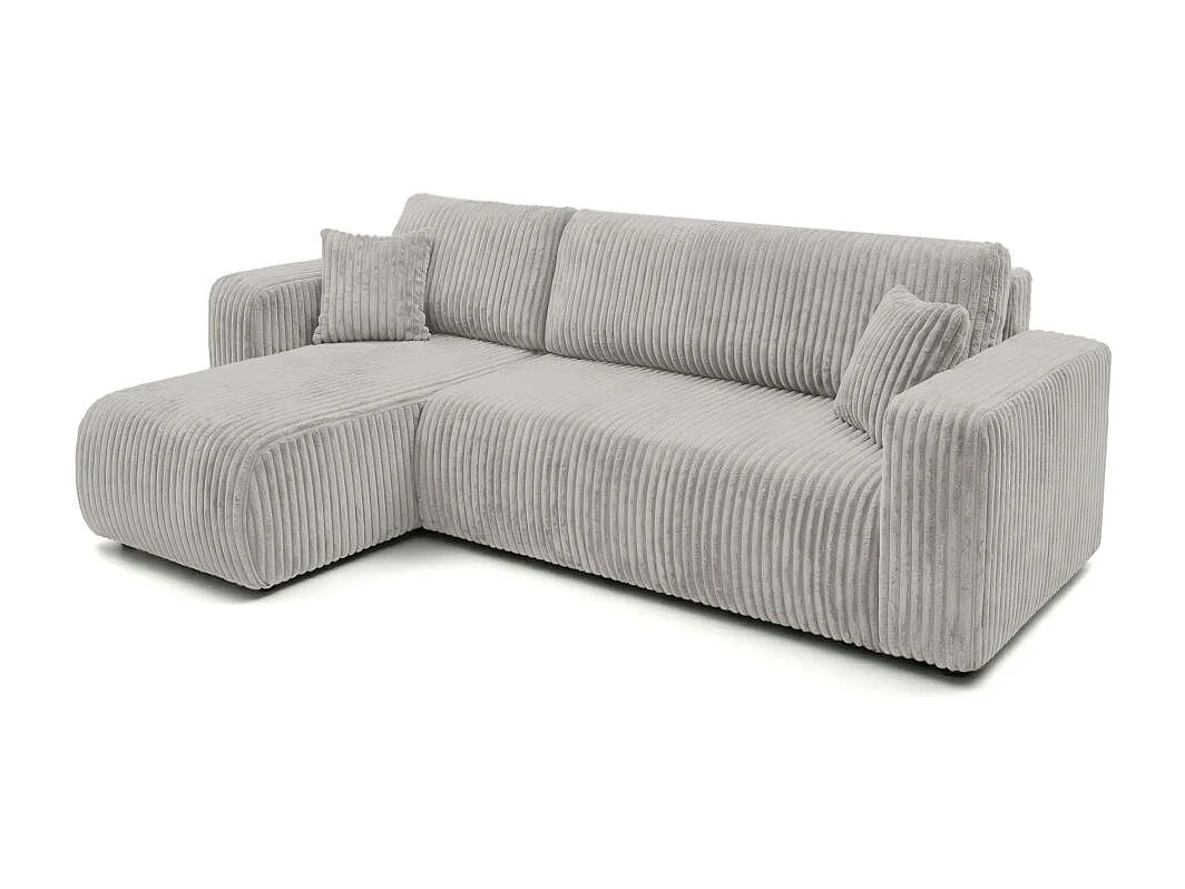 Canapé d'angle conv et réversible 4p ALYA velours cotelé épais Gris clair