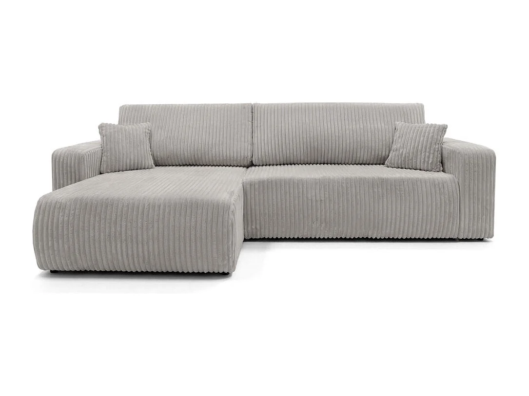 Canapé d'angle réversible conv 5p ALYA en velours cotelé épais Gris clair