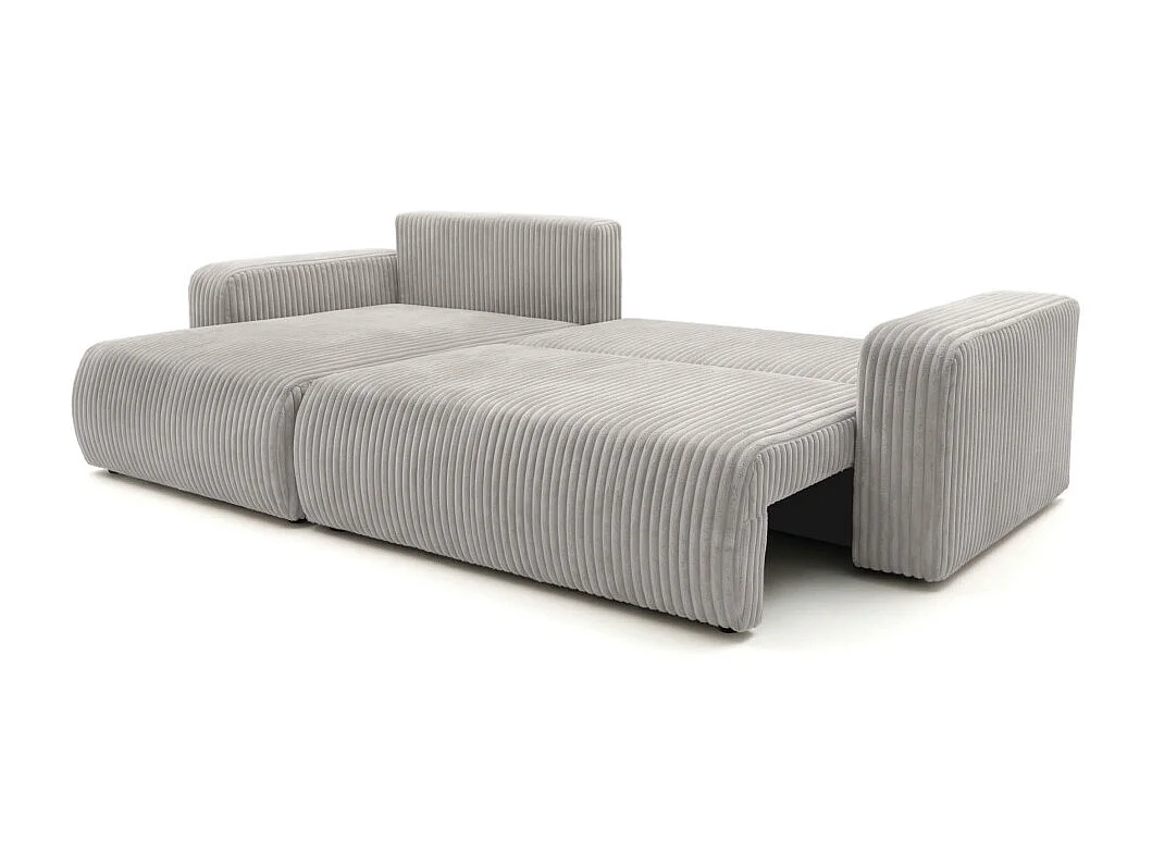 Canapé d'angle réversible conv 5p ALYA en velours cotelé épais Gris clair