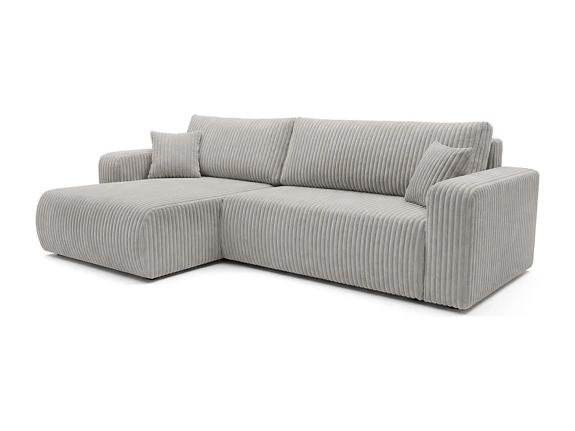 Canapé d'angle réversible conv 5p ALYA en velours cotelé épais Gris clair