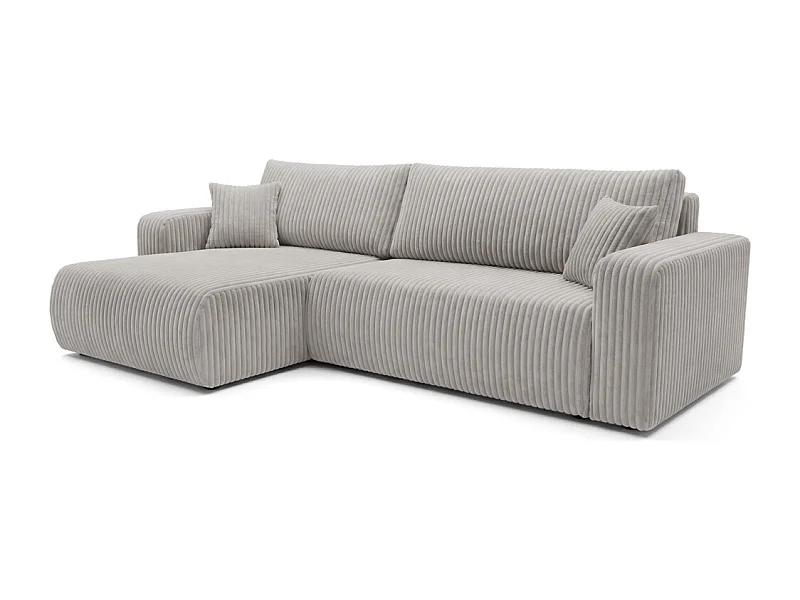 Canapé d'angle réversible conv 5p ALYA en velours cotelé épais Gris clair