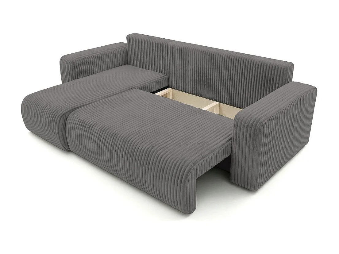 Canapé d'angle conv et réversible 4p ALYA velours cotelé épais Gris anthracite