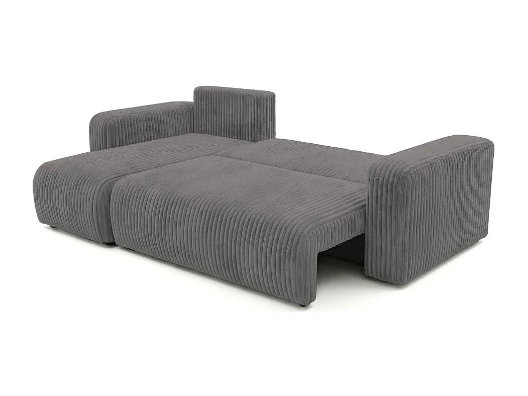 Canapé d'angle conv et réversible 4p ALYA velours cotelé épais Gris anthracite