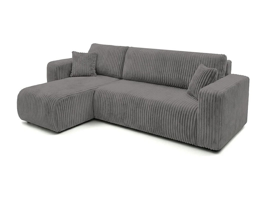 Canapé d'angle conv et réversible 4p ALYA velours cotelé épais Gris anthracite