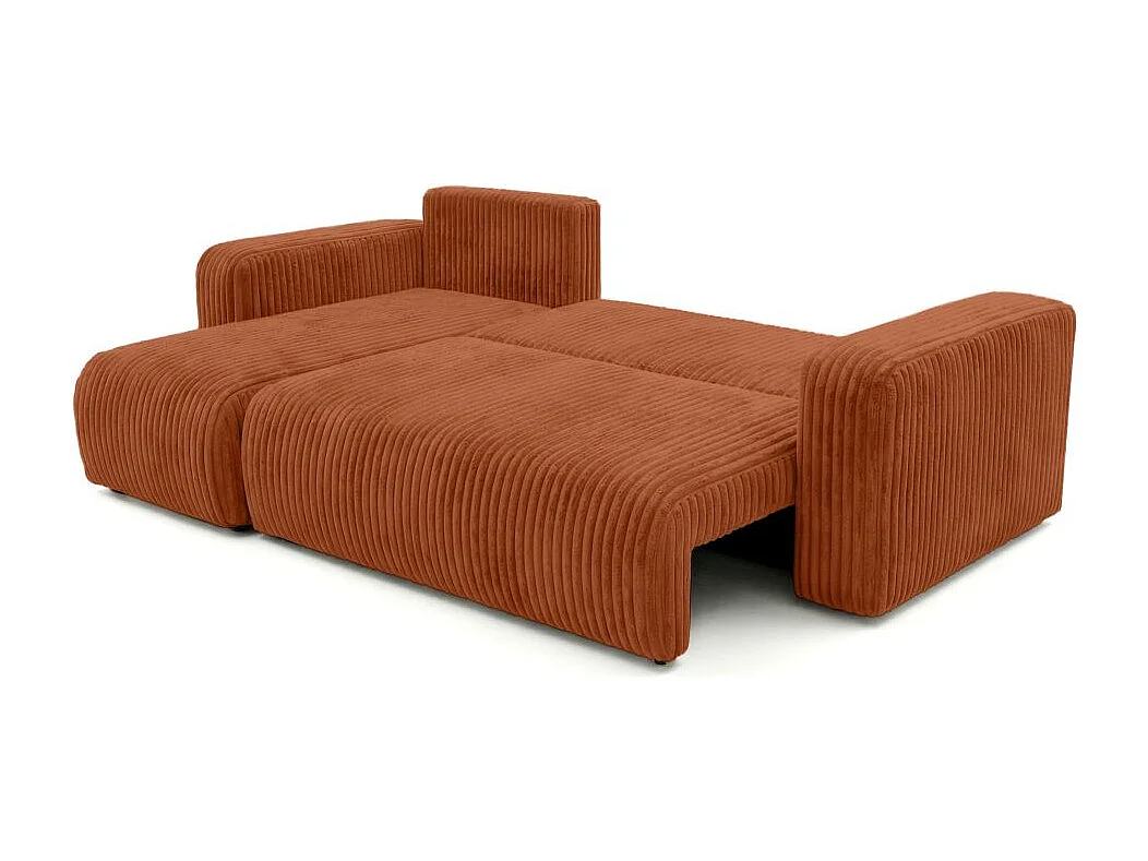 Canapé d'angle conv et réversible 4p ALYA velours cotelé épais Terracotta