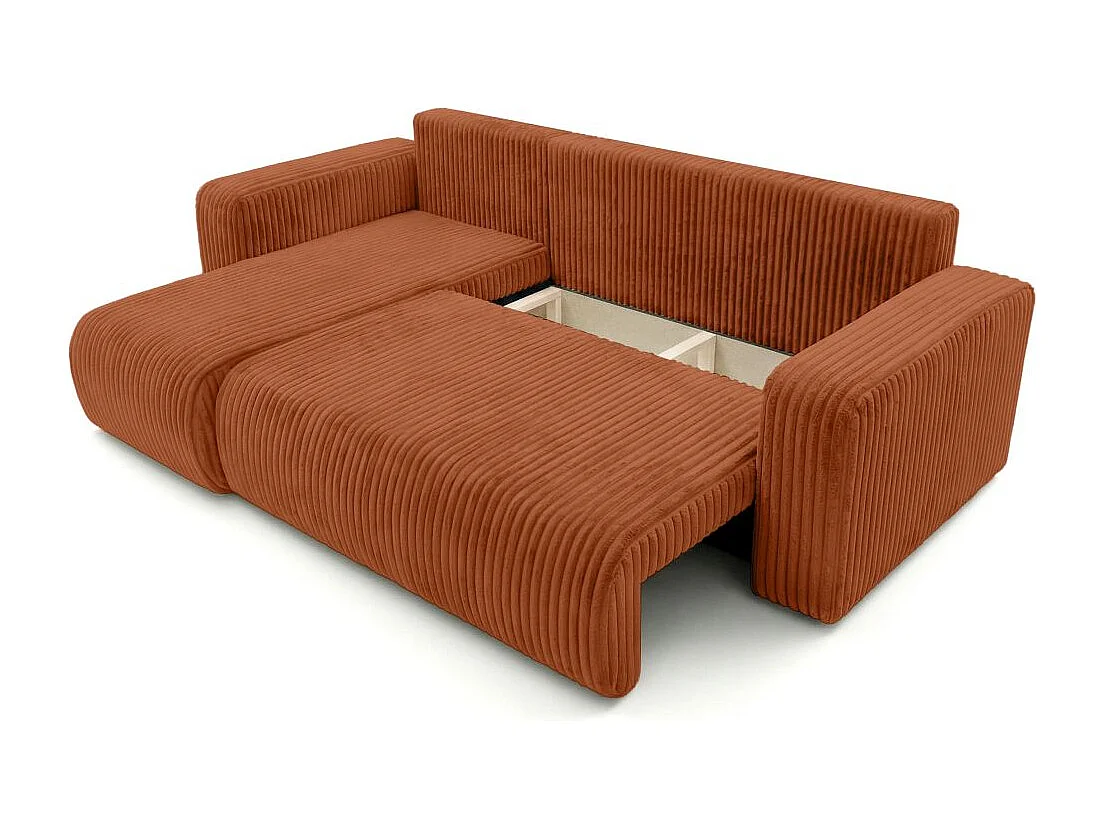 Canapé d'angle conv et réversible 4p ALYA velours cotelé épais Terracotta