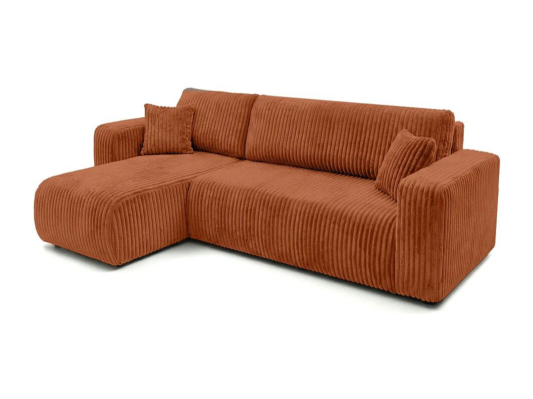 Canapé d'angle conv et réversible 4p ALYA velours cotelé épais Terracotta