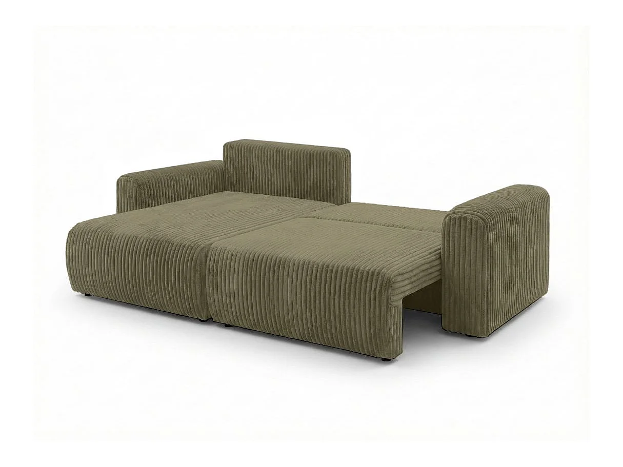 Canapé d'angle réversible convertible 4 places en velours vert