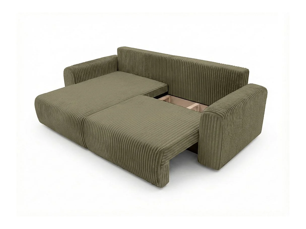 Canapé d'angle réversible convertible 4 places en velours vert