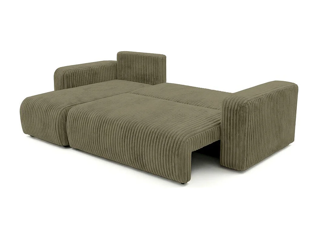 Canapé d'angle conv et réversible 4p ALYA velours cotelé épais Vert kaki