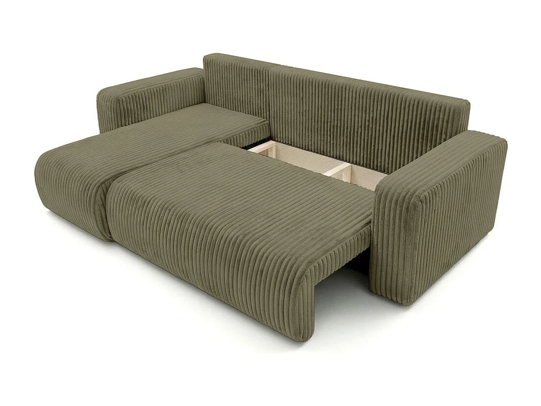 Canapé d'angle conv et réversible 4p ALYA velours cotelé épais Vert kaki