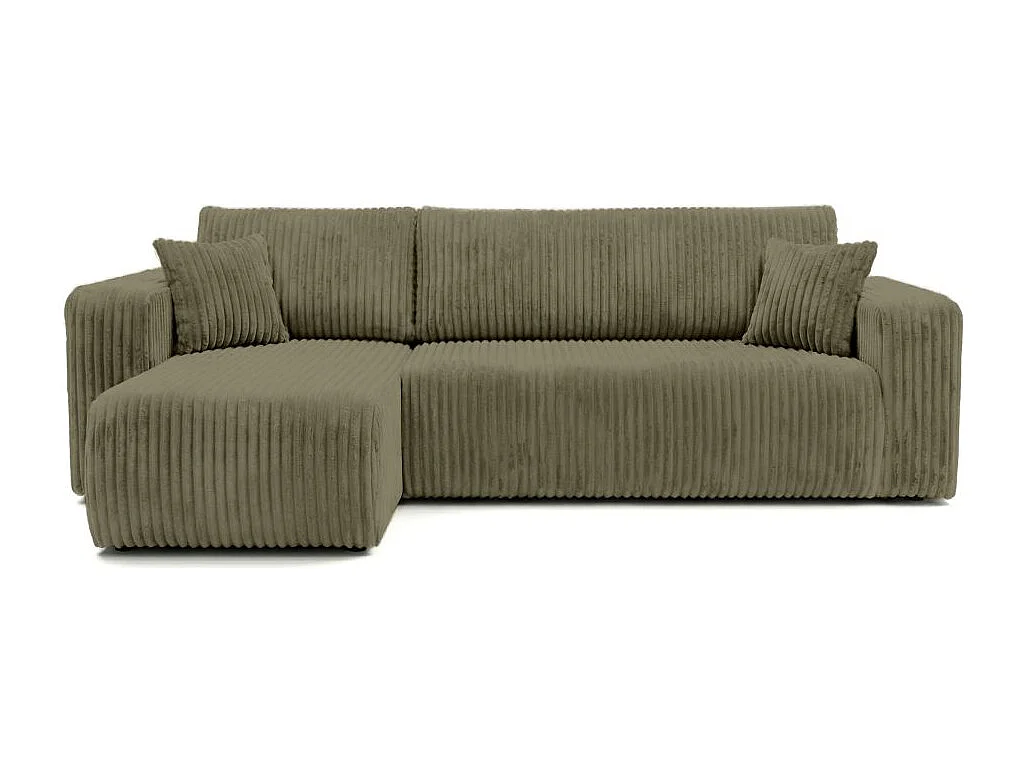 Canapé d'angle conv et réversible 4p ALYA velours cotelé épais Vert kaki