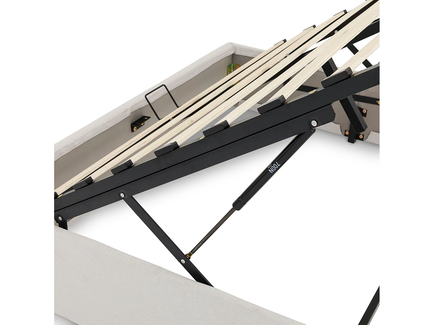 Lit Coffre BLISS 160x200 Rembourré en Tissu Gris, Lit Double QUeen Size avec Sommier Coffre pour un Rangement Optimal