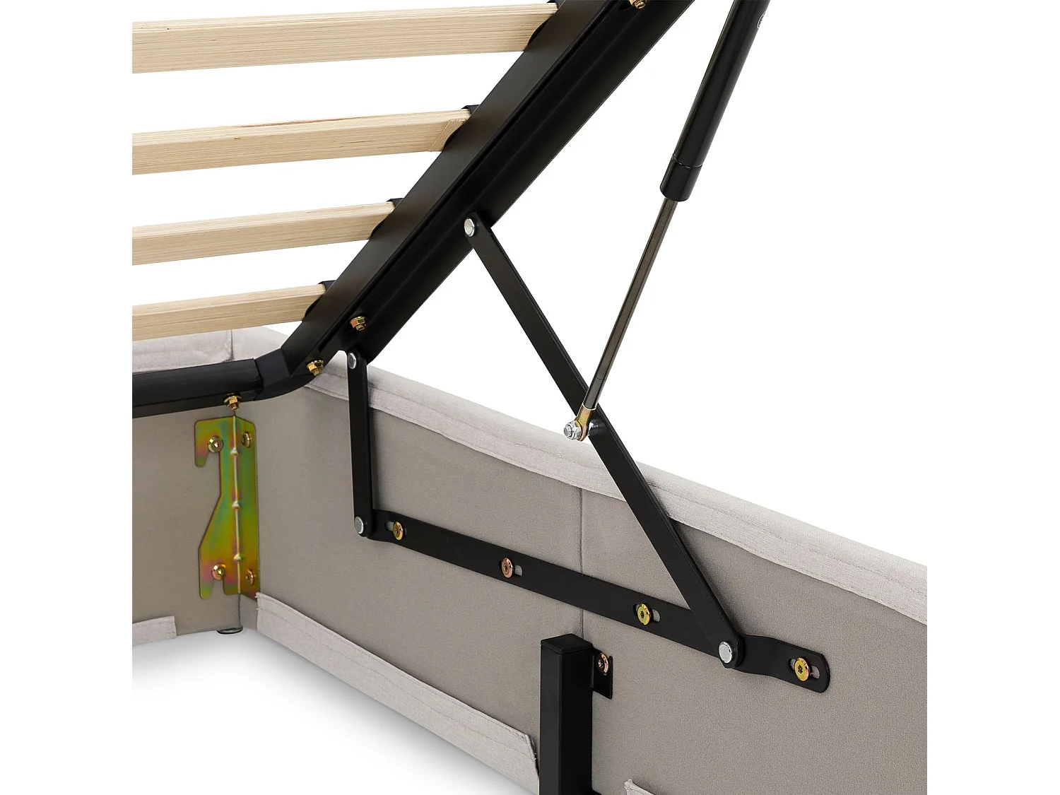 Lit Coffre BLISS 160x200 Rembourré en Tissu Gris, Lit Double QUeen Size avec Sommier Coffre pour un Rangement Optimal