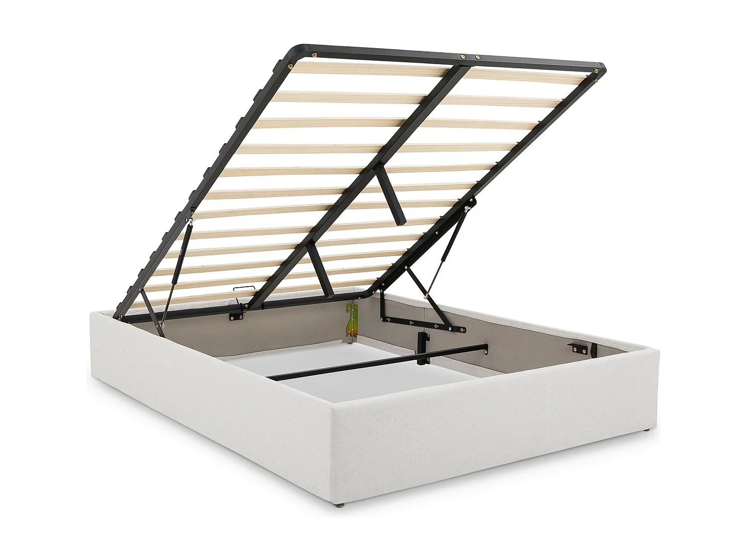 Lit Coffre BLISS 120x190 Rembourré en Tissu Gris, Lit Simple avec Sommier Coffre pour un Rangement Optimal