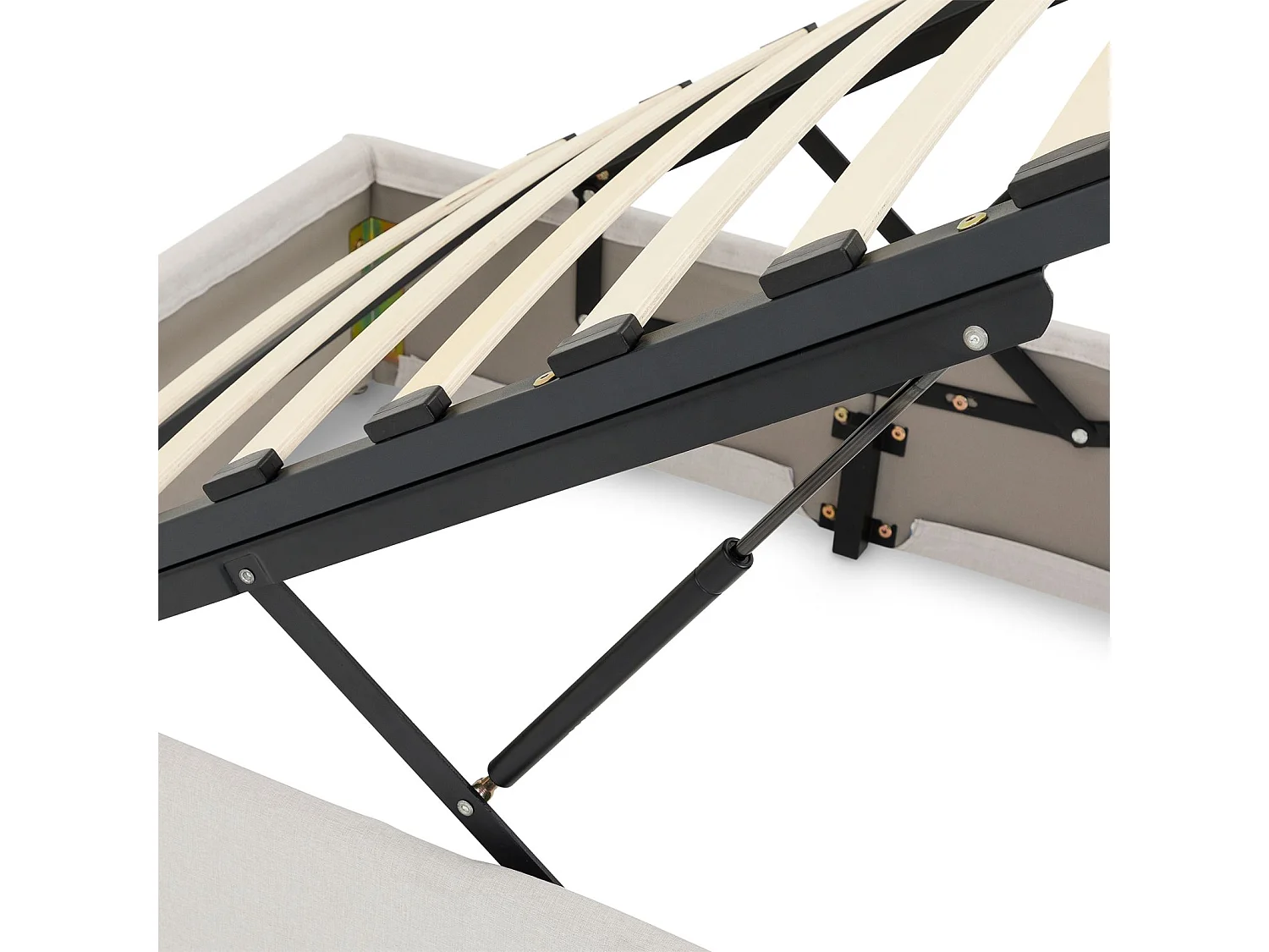 Lit Coffre BLISS 90x190 Rembourré en Tissu Gris, Lit Simple avec Sommier Coffre pour un Rangement Optimal